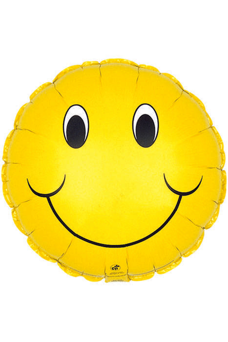 18" Foil Balloon Smiley Face Yellow Pkg/10