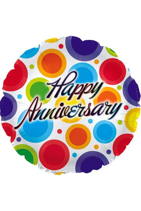 17" Round Foil Balloon "happy Anniversary" Pkg/10