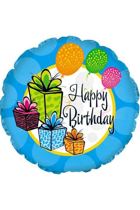 18" Round Foil Balloon Happy Birthday Pkg/10