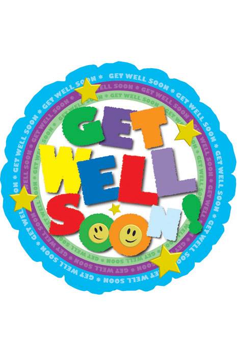 18" Round Colorful "get Well" Foil Balloon Multicolor Pkg/10