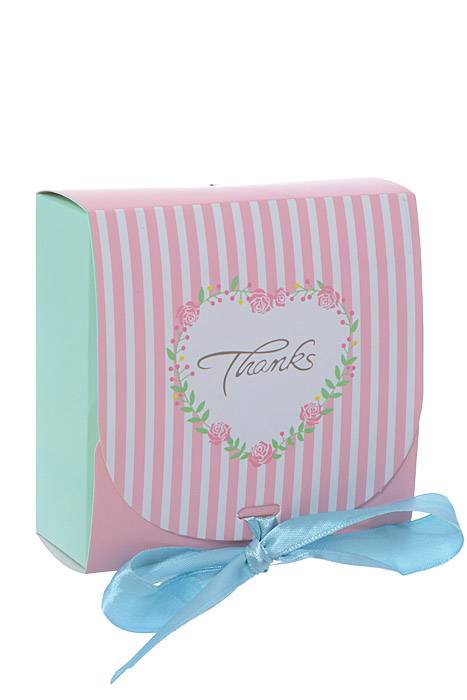 4.5" X 4.5" X 2" Gift Box W/blue Ribbon Pink Pkg/12