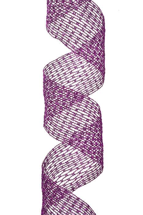 4" X 10yds Mesh Net Diamond Ribbon Purple