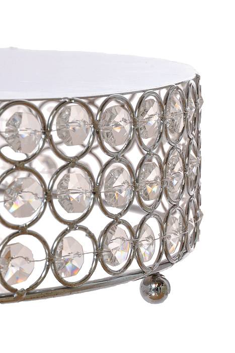 12" Metal Round Cake Stand W/Bead Silver