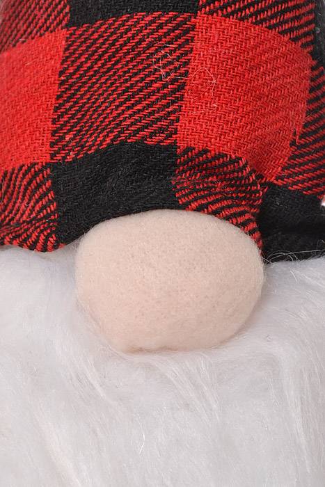 14" Santa Gnome Checkered Hat Red/Black/White