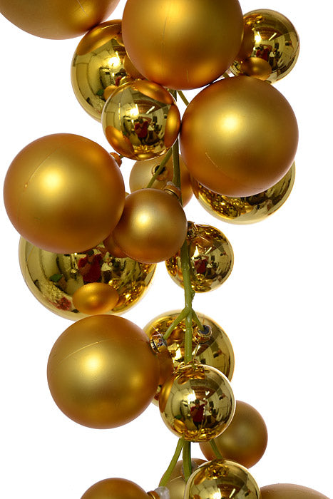 6Ft Shiny Matte Ball Garland Gold