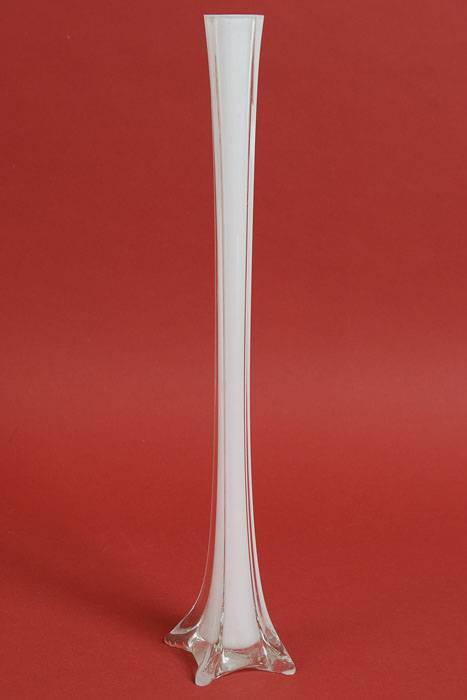 20" Eiffel Tower Glass Vase White