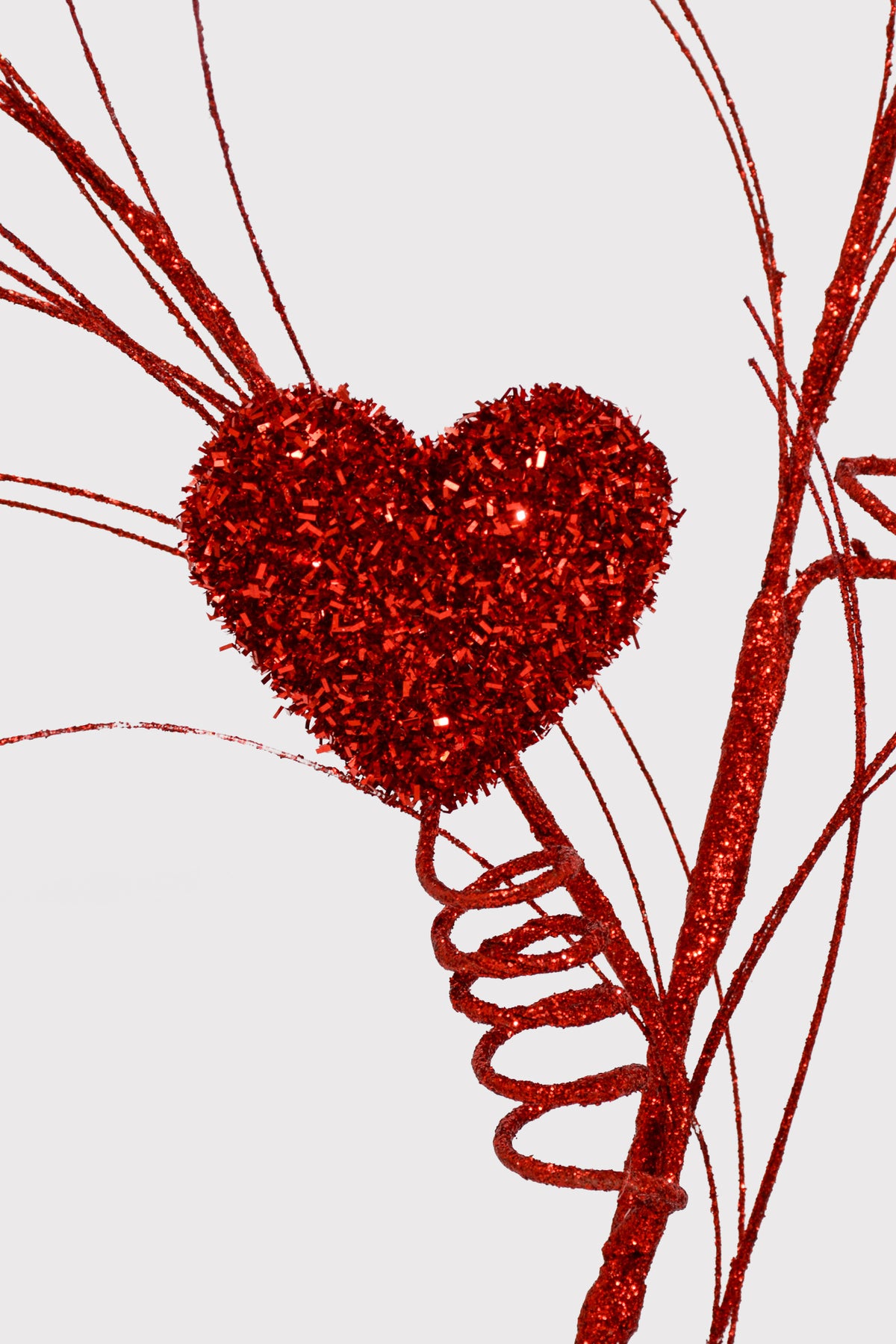 34" Triple Glitter Heart Spray Red