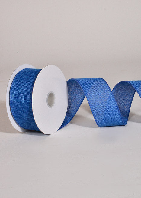 1.5" X 10Yds Wired Poly Linen Ribbon Royal Blue