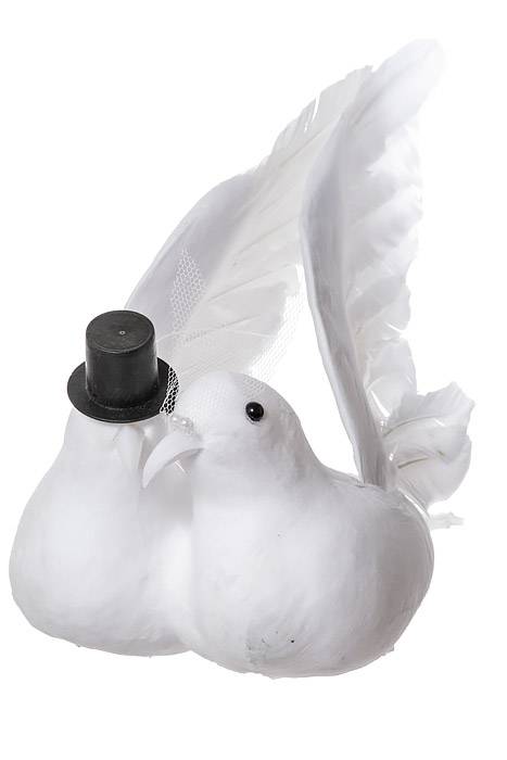 12" Feather Wedding Dove-couple White