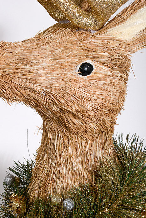 33" Standing Straw Reindeer Brown