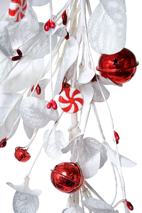 5Ft Eucalyptus Bell Garland White/Red