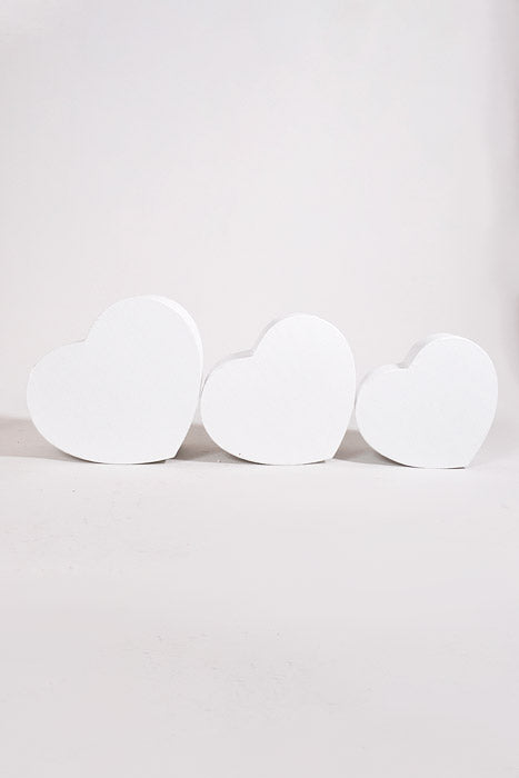 4" / 4.5" / 5.15" Heart Gift Box With Lid White Set/3