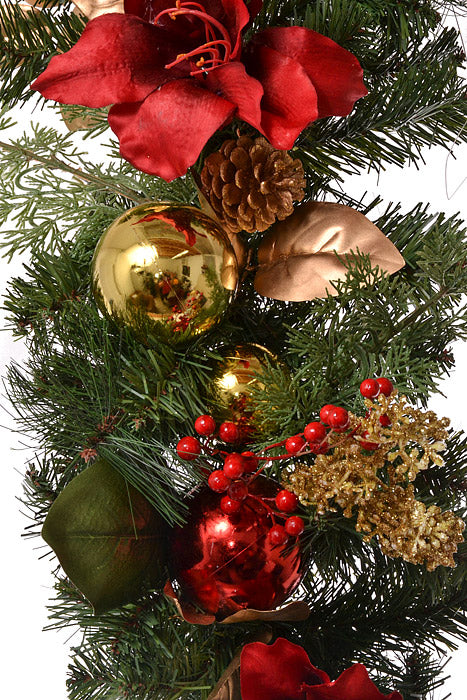 6Ft Amaryllis Xmas Garland Green