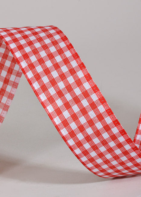 1.5" X 50Yds Wired Gingham Ribbon Red/White