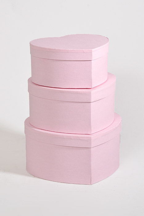 4" / 4.5" / 5.15" Heart Gift Box With Lid Pink Set/3
