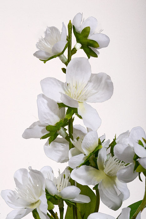 24" Silk Rose Myrtle Spray White