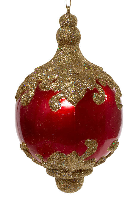 150mm Leaf Ball W/glitter Red/gold