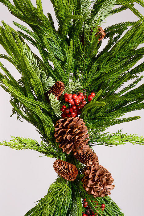 36" Artificial Real Touch Mixed Evergreen W/Berry Swag Green/Red