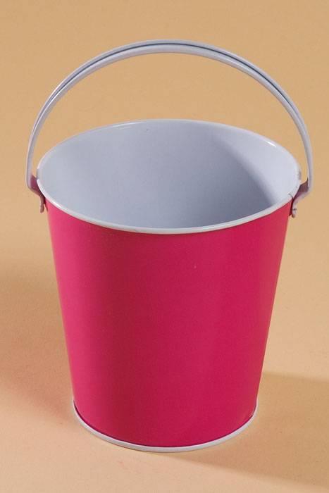 4.25" X 4" Metal Bucket W/handle Fuchsia