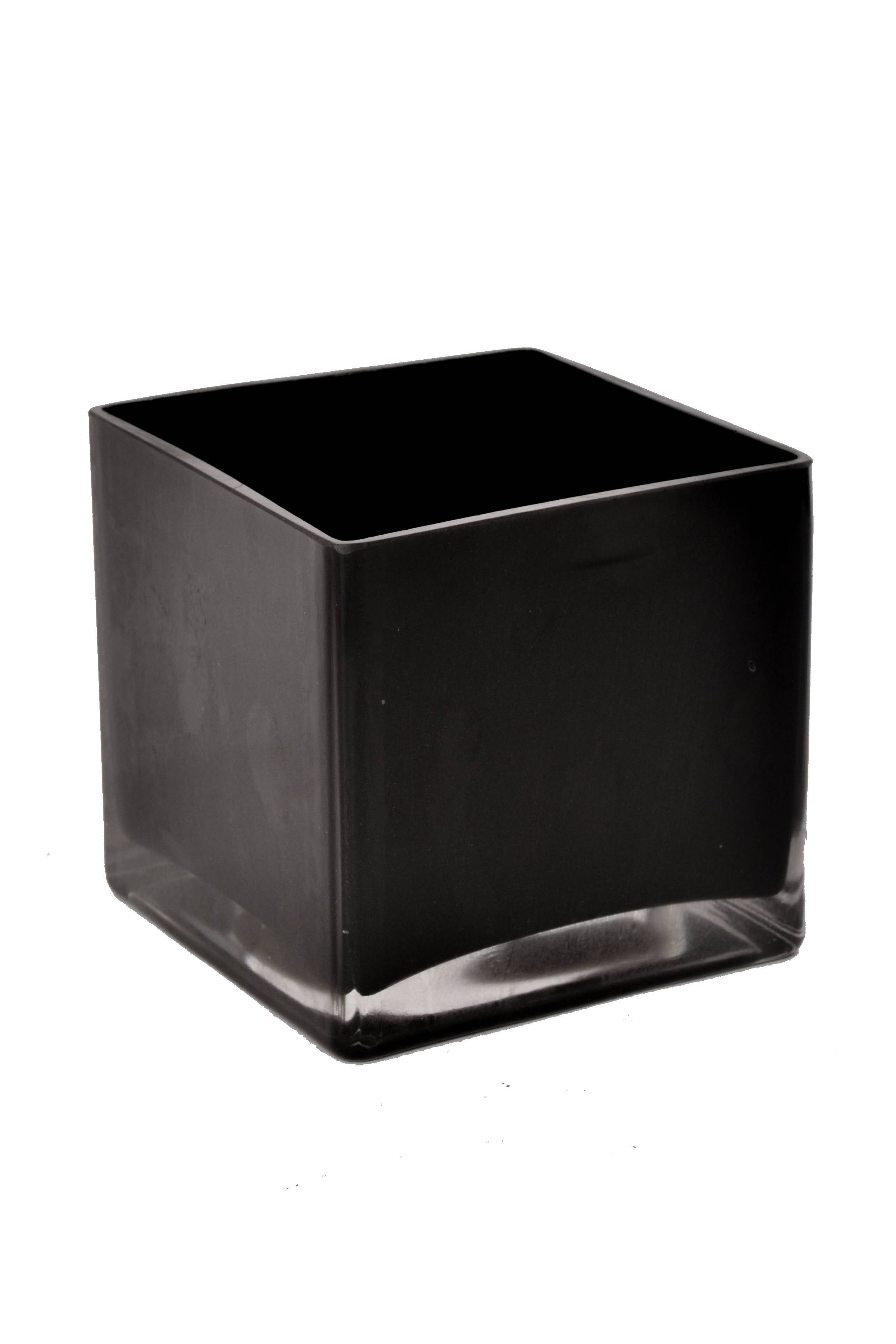 5" X 5" X 5" Cube Glass Vase Black