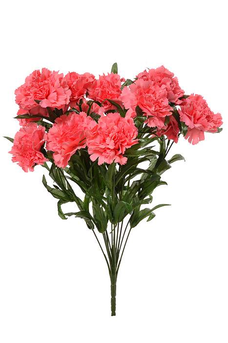 18" Silk Carnation Bush Coral