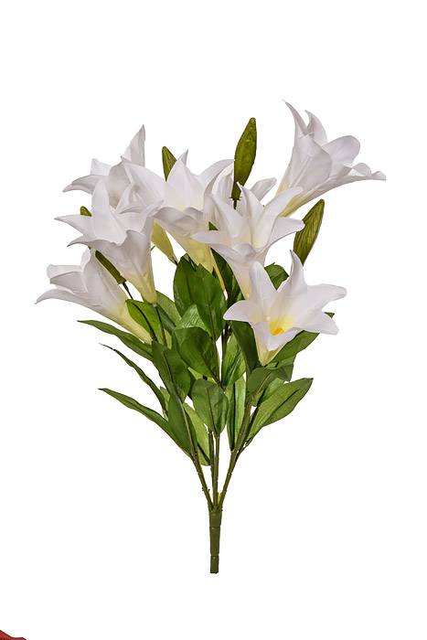 25" Silk Easter Lily Bush White