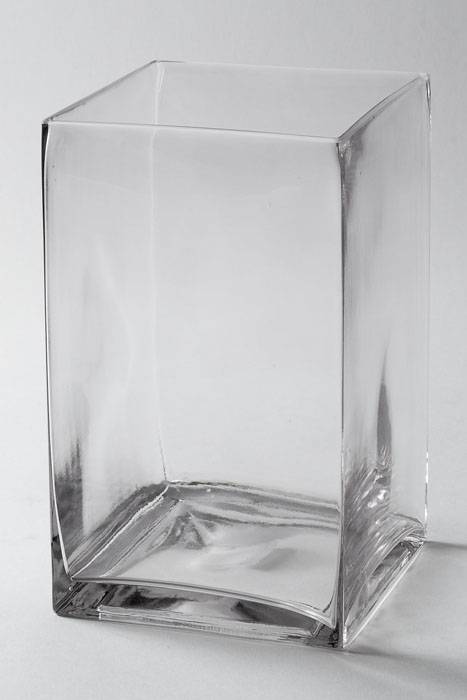 6" X 6" X 10" Glass Square Vase Clear
