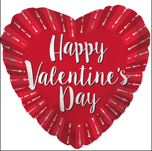 9" Happy Valentine Day Heart Foil Balloon Bursting Red/Silver Pkg/25