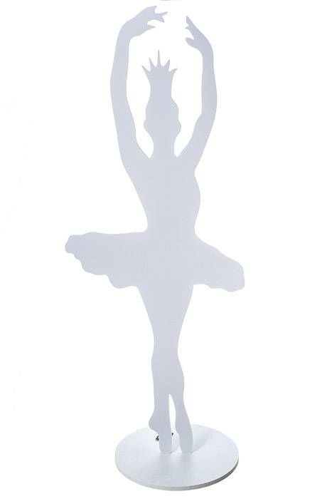 39" Carved Wooden Ballerina Decor White