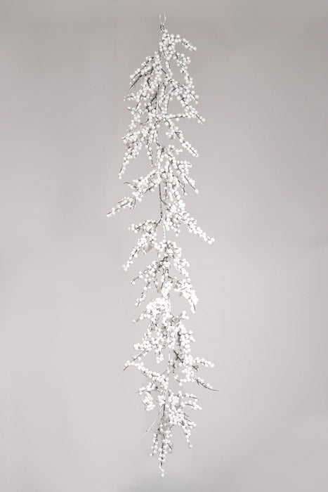 48" Waterproof Winter Berry Garland Platinum/White