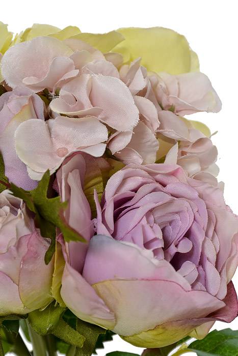 10" Silk Hydrangea/rose Bouquet Amethyst Green