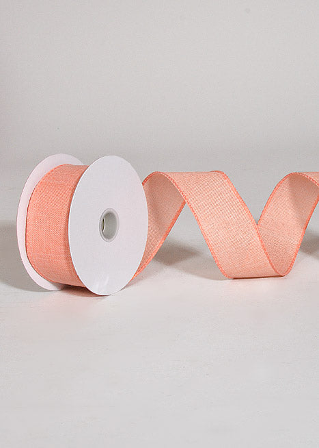 1.5" X 10Yds Wired Poly Linen Ribbon Coral