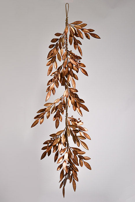 48" Metallic Laurel with Berry Garland Copper