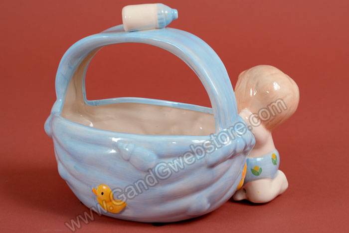 7" Baby Basket Planter Blue