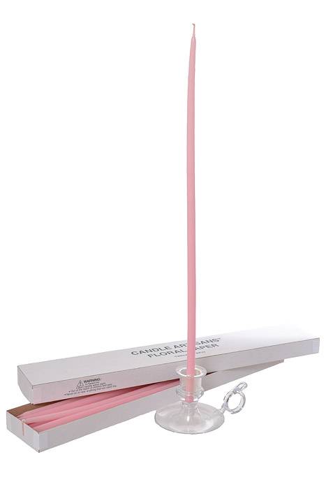 16" Tiny Floral Taper Pink Candle Pkg/12