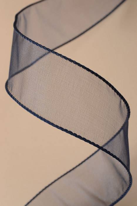1.5" X 50yds Wired Chiffon Ribbon Navy