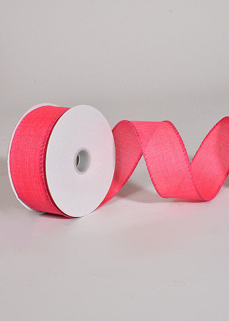 1.5" X 10Yds Wired Poly Linen Ribbon Hot Pink