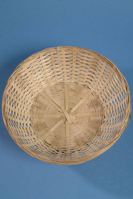 11.5" Round Natural Bamboo Bread Basket Tan Pkg/6