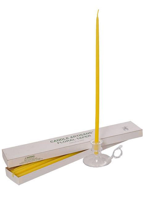 16" Tiny Floral Taper Yellow Pkg/12