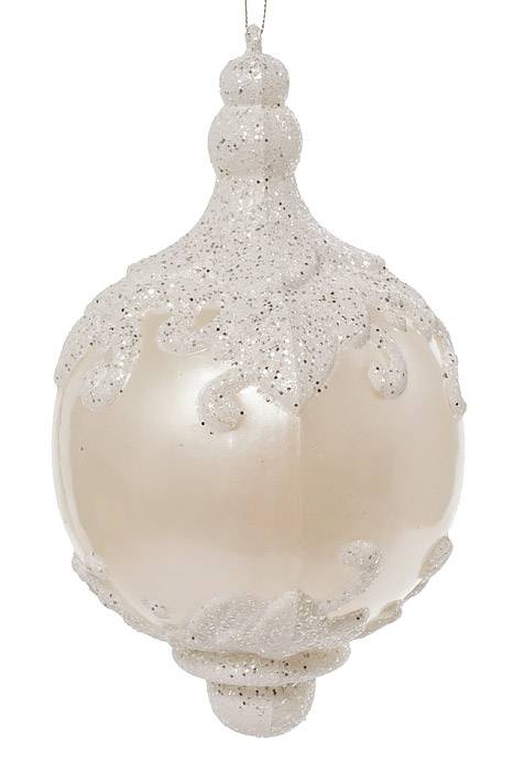 150mm Leaf Ball W/glitter White/silver