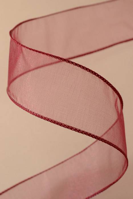 1.5" X 50yds Wired Chiffon Ribbon Burgundy