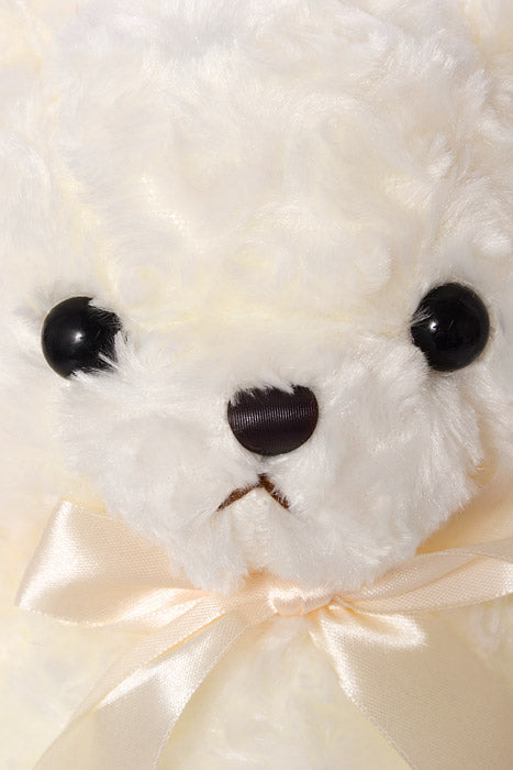 12" Teddy Bear With Bow White