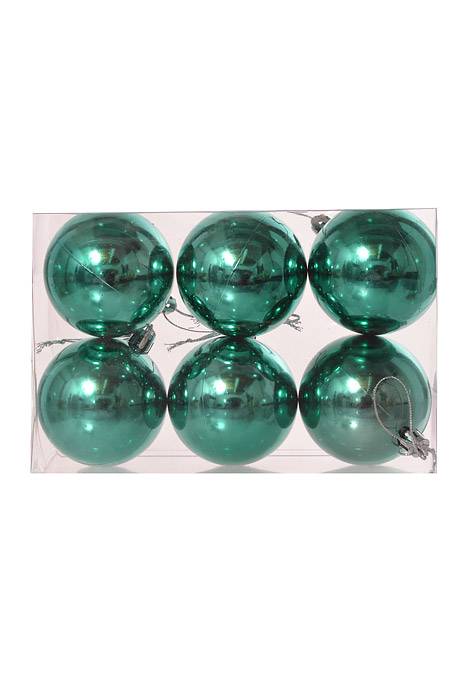 60mm Shiny Plastic Ball Teal Pkg/6