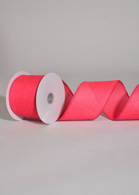 2.5" X 10Yds Wired Poly Linen Ribbon Hot Pink