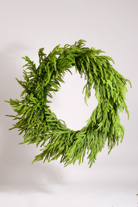 30" Artificial Just Cut Norfolk Pine Wreath Natural Green