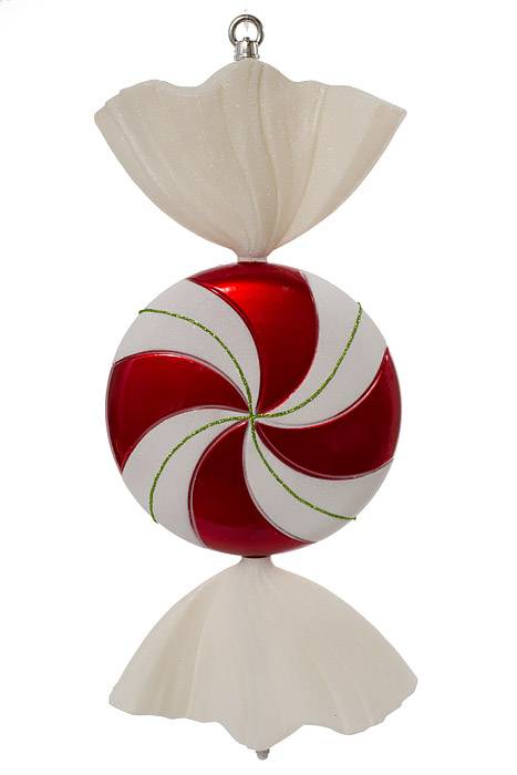 18.5" Falt Candy W/glitter Red/white