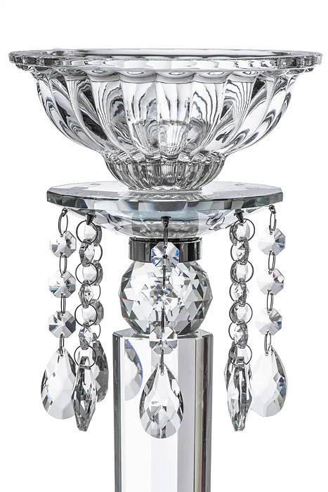 29.5"h Crystal Candle Holder W/beads Clear