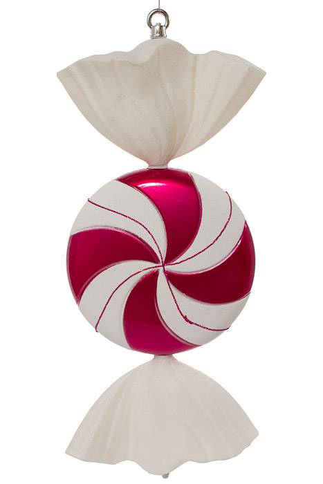 18.5" Falt Candy W/glitter Fuchsia/white