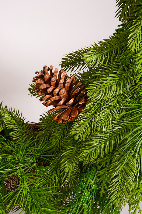 30" Artificial Natural Real Touch Mix Evergreen Wreath Green