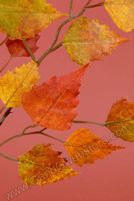 26" Autumn Birch Leaf Spray Mustard/green